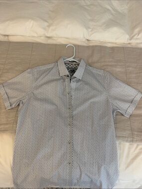 Ted Baker London Rakoon SS Rectangle Geo Shirt Blue Size 4 NWT